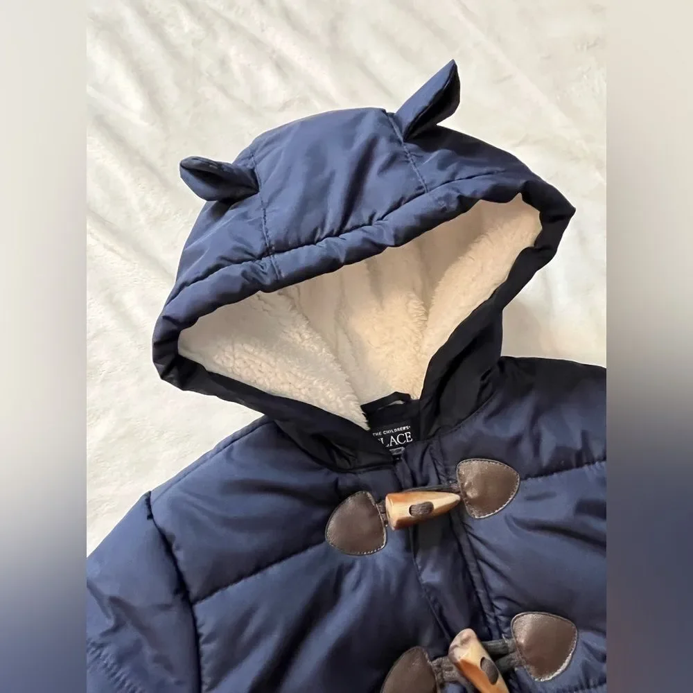 Children’s Place Navy Blue Infant Baby One Piece Snowsuit & Mittens 6-9 Months